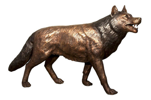 Life Size Wolf Bronze Sculpture - 35”H