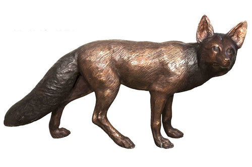 Large Alert Standing Bronze Fox Statue