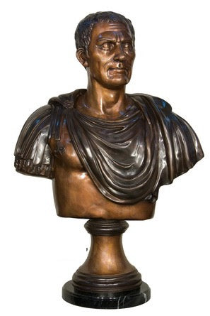 Large Julius Caesar Bronze Bust Statue - 40”H