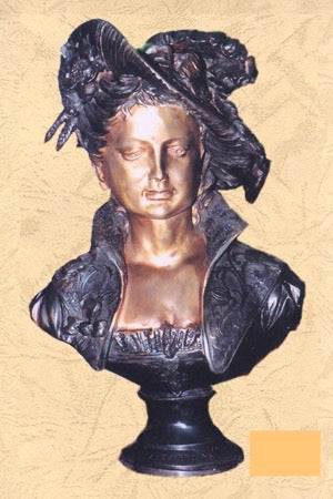 Bronze Victorian Woman Bust Statue - 24”H