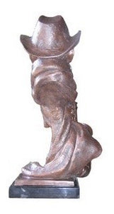 Bronze Male Musician Bust with Saxaphone Statue - 32”H