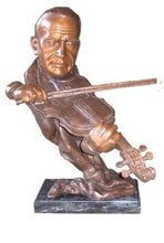 Load image into Gallery viewer, Bronze Male Musician Bust with Violin Statue - 31”H