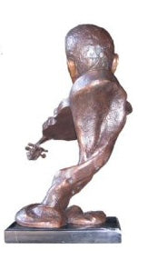 Bronze Male Musician Bust with Violin Statue - 31”H