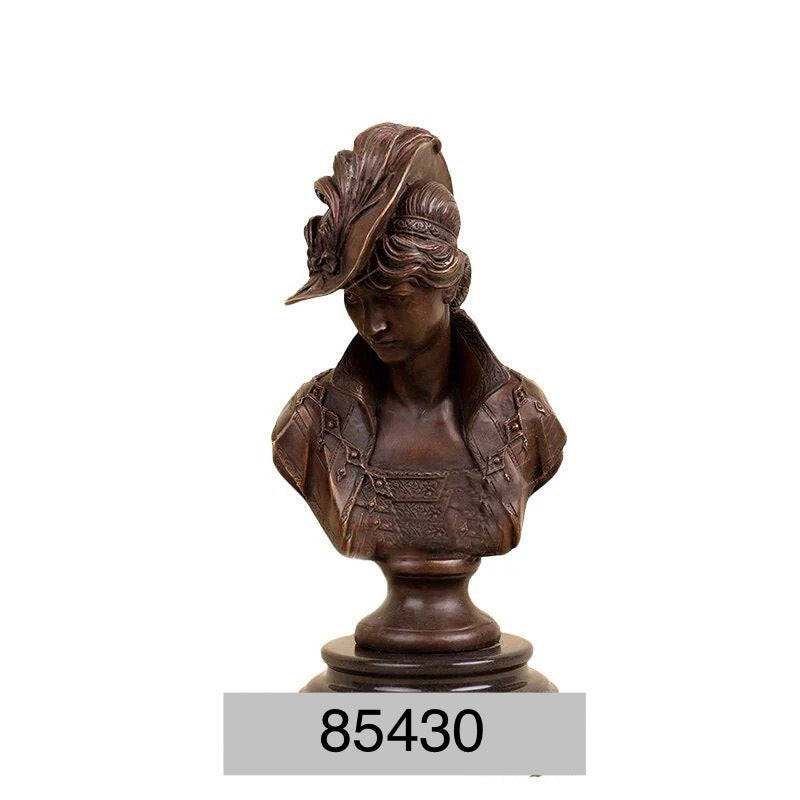 Bronze Victorian Woman Bust Statue - 16”H