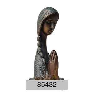 Bronze Madonna Bust Statue - 14”H