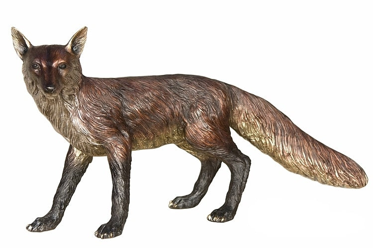 Large Wild Bronze Fox Sculpture - 36”W