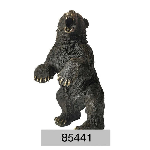 Standing Growling Bear Bronze Statue