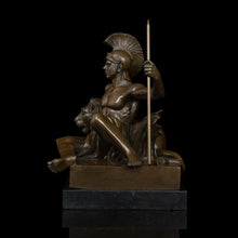 Load image into Gallery viewer, Bronze Roman Centurion with Lion Tabletop Sculpture