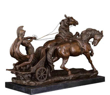 Load image into Gallery viewer, Roman Soldier on Chariot Bronze Sculpture Museum Quality Replica