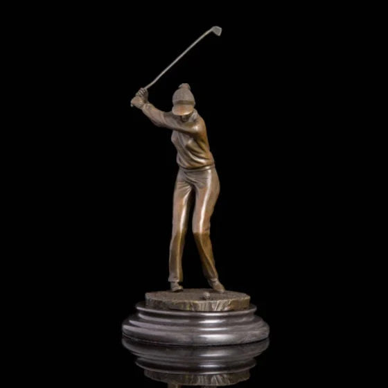 Vintage Bronze Lady Golfer Figurine