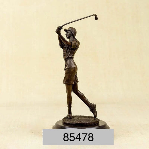 Young Bronze Lady Golfer Figurine