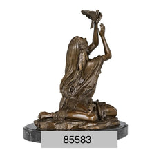 Load image into Gallery viewer, Bronze Native Indian Princess with Bird Statue