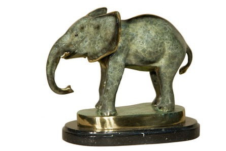 Bronze Elephant Figurine on Base