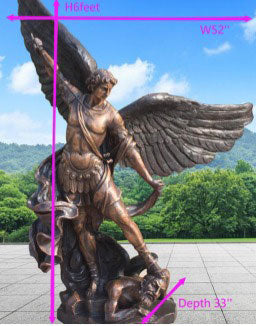 Life Size Saint Michael Bronze Statue - 72”H