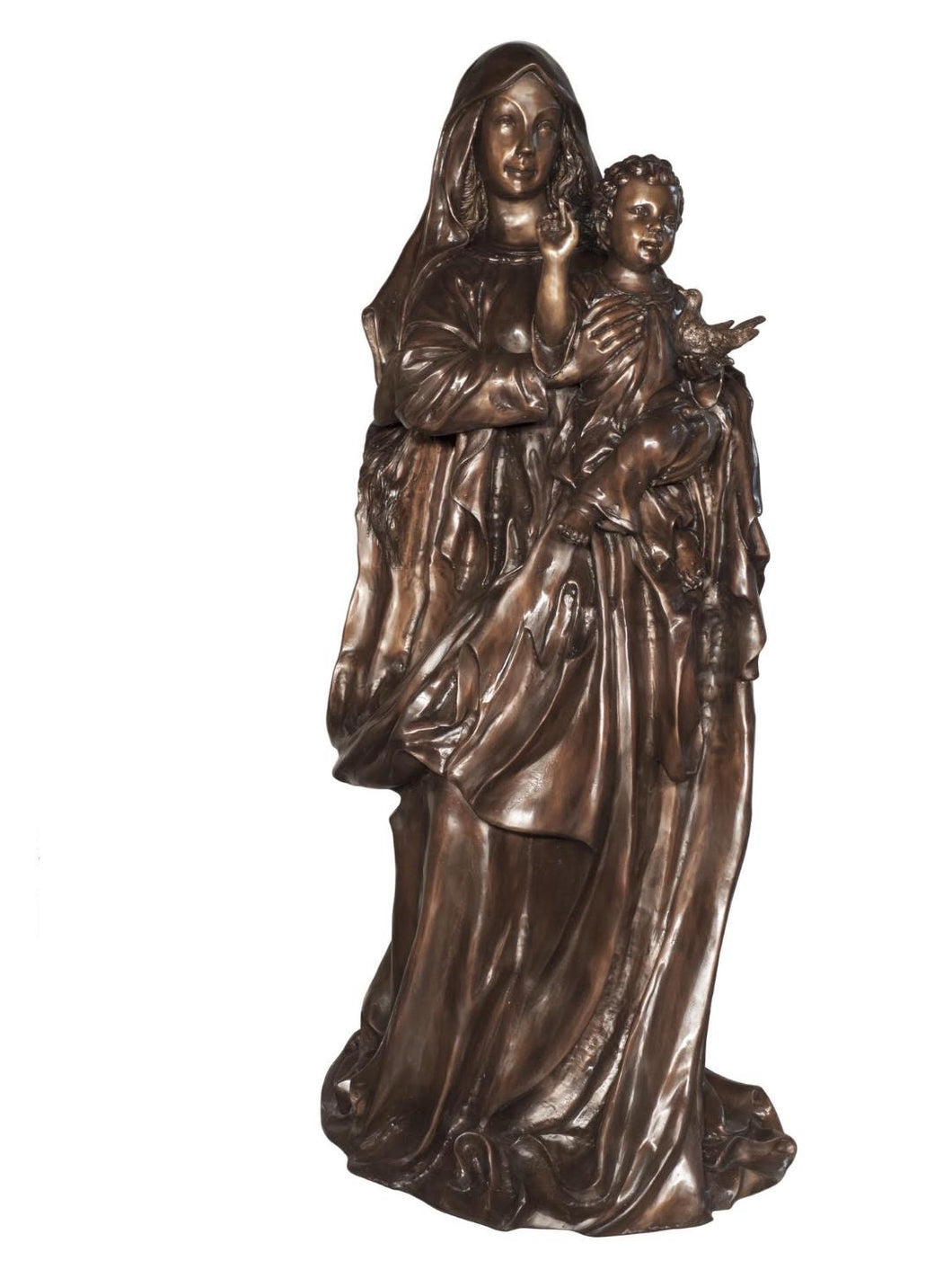 Life Size Virgin Mary with Baby Jesus Bronze Statue - 73”H