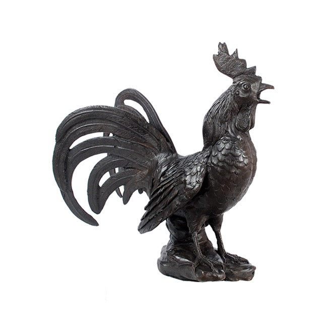 Cocky Bronze Rooster Statue