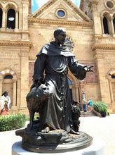 Load image into Gallery viewer, 72”H Life Size Saint Francis with Wolf of Gubbio Bronze Statue