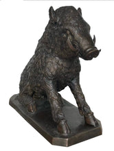 Load image into Gallery viewer, Sitting Wild Boar Bronze Statue