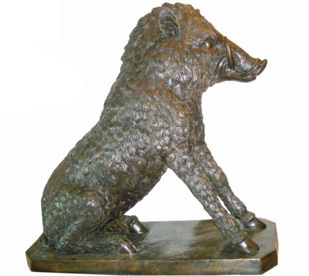 Large Sitting Wild Boar Bronze Statue