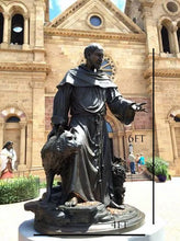 Load image into Gallery viewer, 72”H Life Size Saint Francis with Wolf of Gubbio Bronze Statue