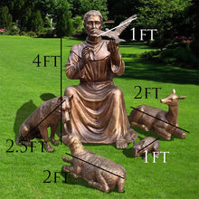 Load image into Gallery viewer, Sitting Saint Francis of Assisi Bronze Statue with Animals