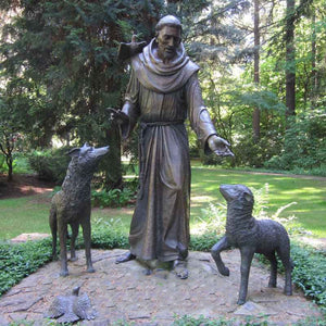 Saint Francis of Assisi Bronze Statue with Animals