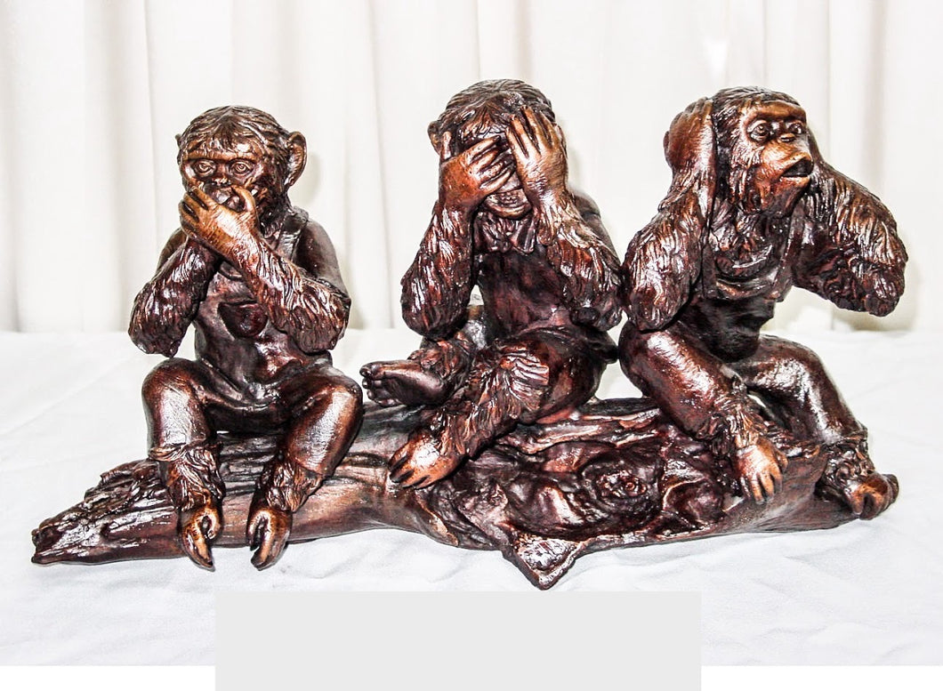 Bronze See No Evil Monkey Statues on a Branch