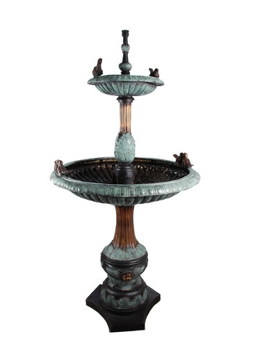 2-Tiered Acanthus Bronze Courtyard Fountain