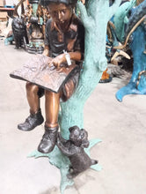 Load image into Gallery viewer, Bronze Reading Boy with Dog Mailbox Statue