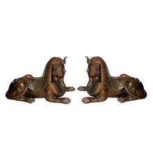 Load image into Gallery viewer, Large Egyptian Bronze Sphinx Statue Pair