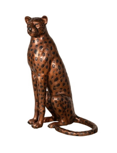 Large Sitting Bronze Leopard Statue