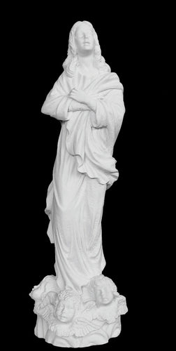 Virgin of Assumption Marble Statue - 22”H