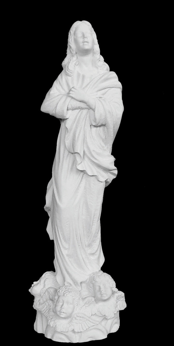 Virgin of Assumption Marble Statue - 22”H