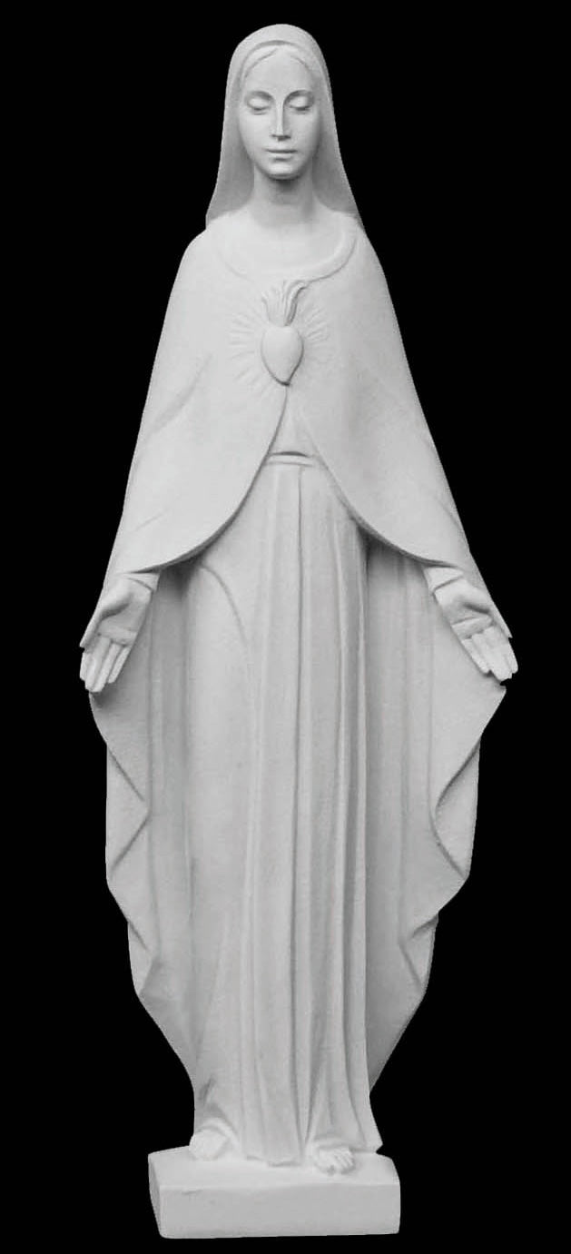 Immaculate Heart of Mary Italian Marble Statue - 14”H