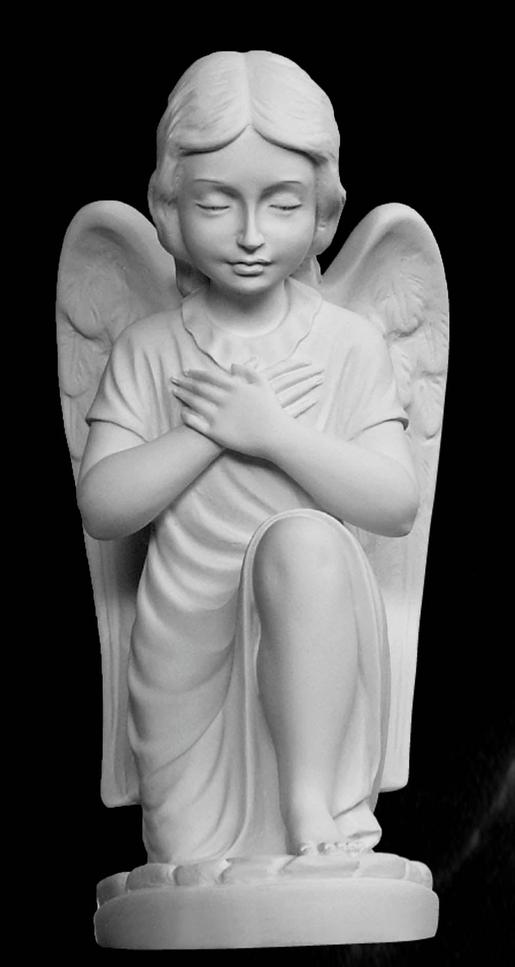 Kneeling Angel Boy Marble Statue with Crossed Arms