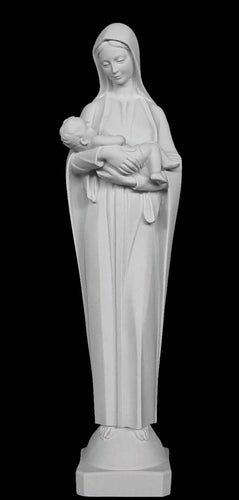Virgin Mary with Child Marble Statue - 31”H