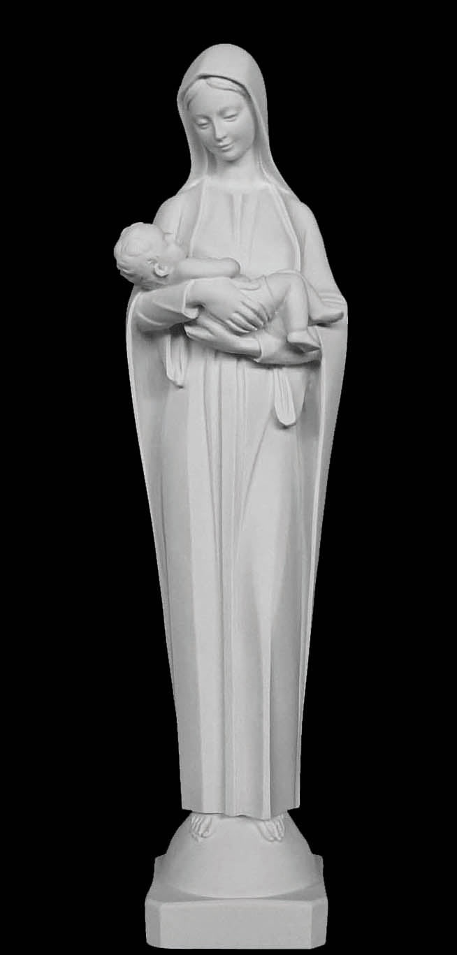 Virgin Mary with Child Marble Statue - 31”H