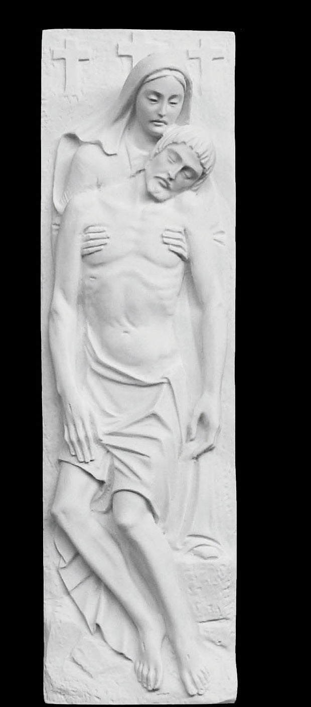 Pieta Marble Wall Sculpture - 22”H