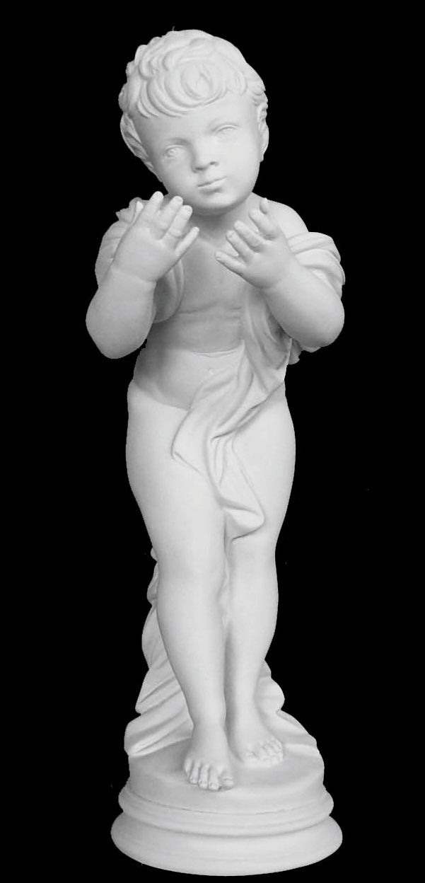 Gesturing Marble Boy Sculpture Blowing Kisses  - 18”H