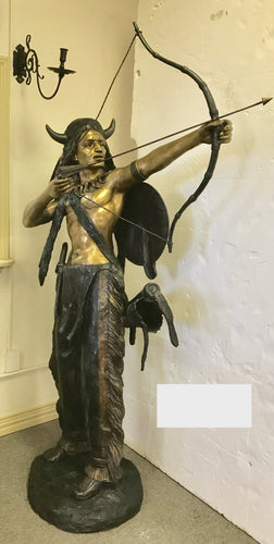 Bronze Native Indian Warrior Statue I - 85”H