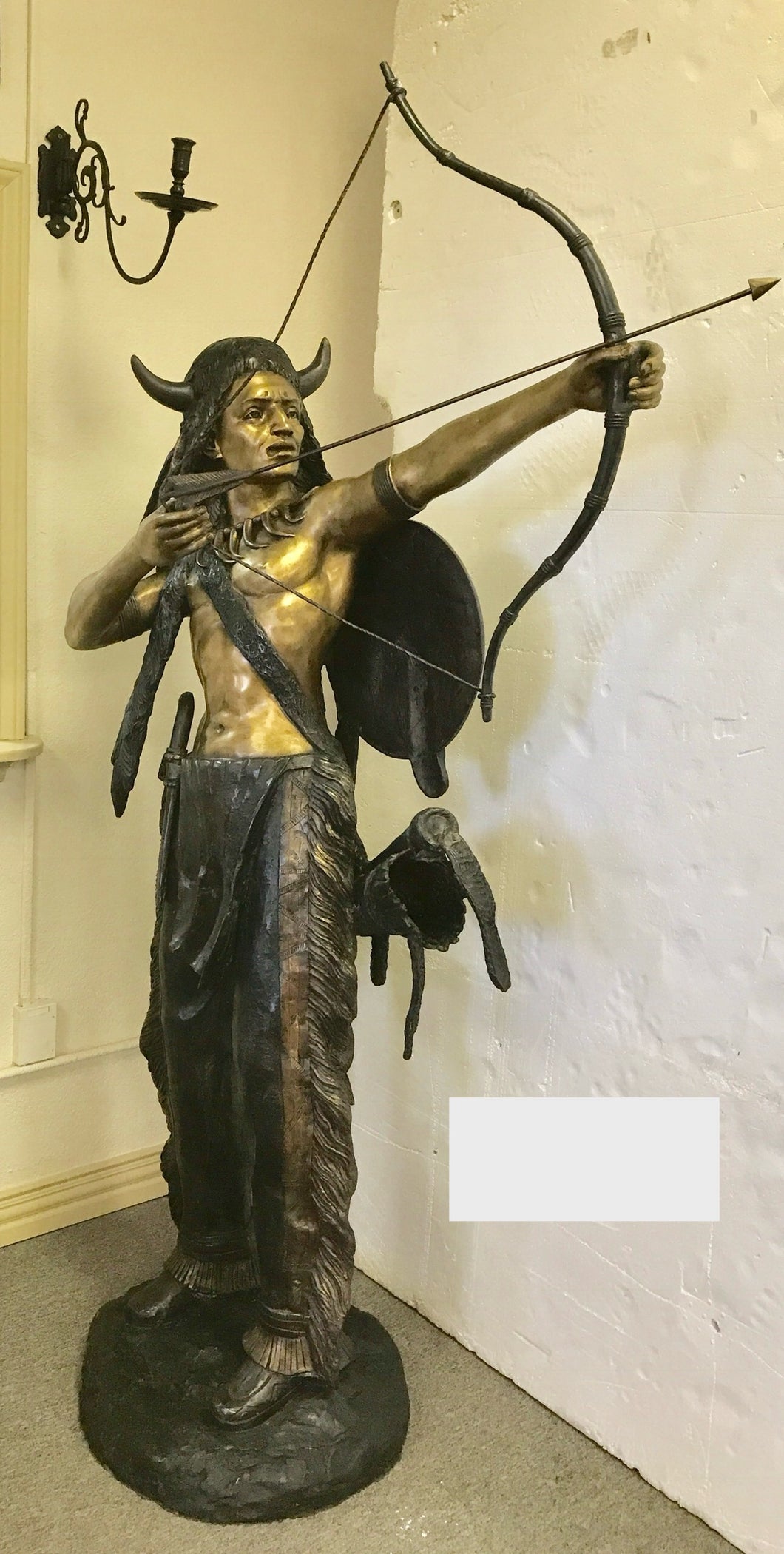 Bronze Native Indian Warrior Statue I - 85”H