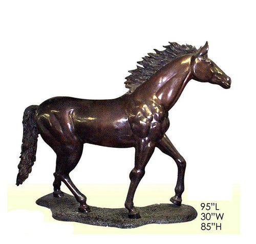 Bronze Graceful Life Size Walking Horse Sculpture - 85”H