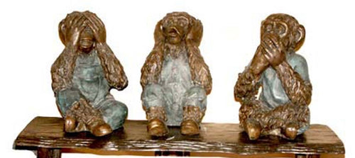Bronze Three Wise Monkeys Statue Set