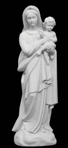 Large Virgin Mary and Child Marble Statue - 24”H
