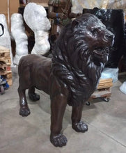 Load image into Gallery viewer, Life Size Standing Bronze Roaring Lion Sculptures Pair
