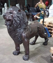 Load image into Gallery viewer, Life Size Standing Bronze Roaring Lion Sculptures Pair