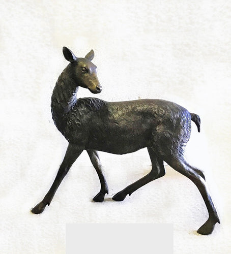 Life Size Bronze Female Deer Doe Sculpture
