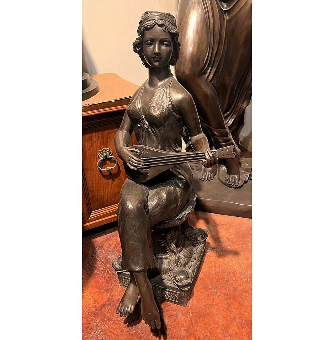 Bronze Lady Musician Statue
