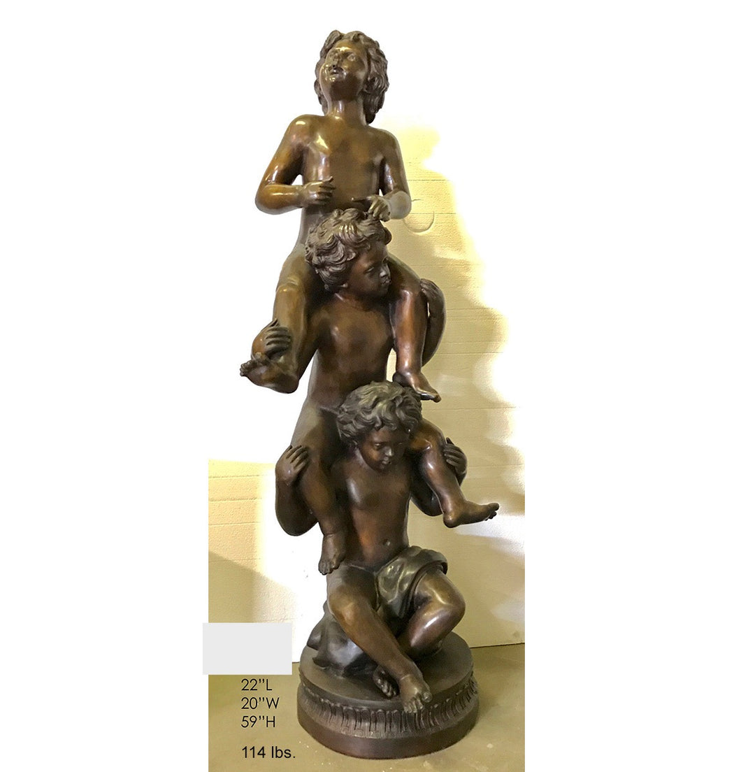 Life Size Trio of Young Cherub Boy Fountain Statue