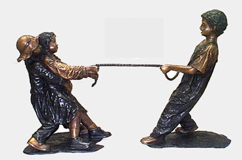 Bronze Tug of War Children Sculpture